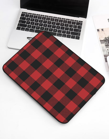 Grunge Red Buffalo Plaid Laptop Sleeve - URBANLUSA