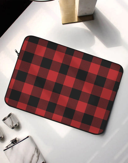 Grunge Red Buffalo Plaid Laptop Sleeve - URBANLUSA