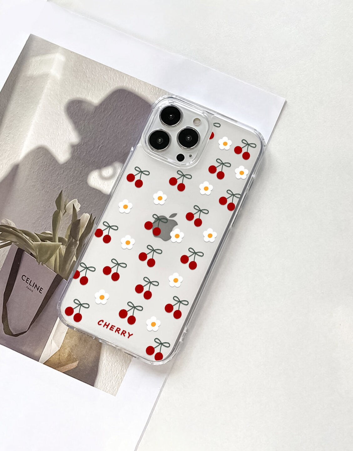 Kawaii Cherry Daisy Print Phone Case iPhone / Samsung - URBANLUSA