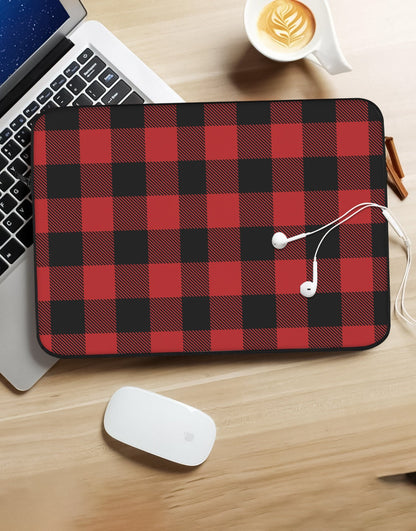 Grunge Red Buffalo Plaid Laptop Sleeve - URBANLUSA