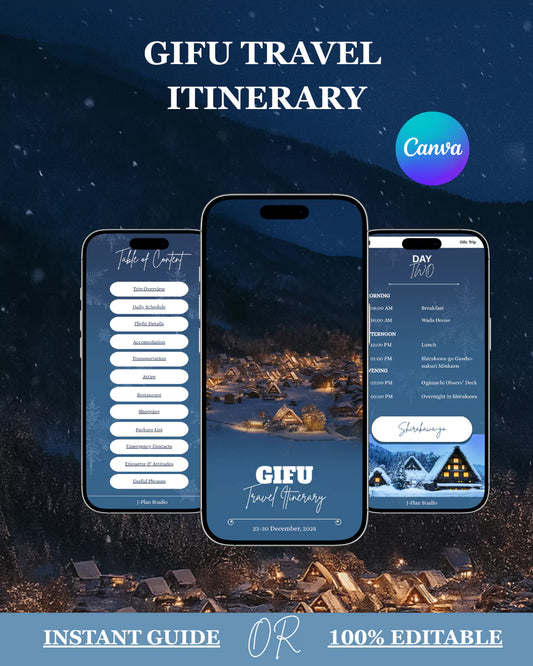 7-Day Gifu Travel Itinerary Template | Shirakawa-go, Takayama, Kanazawa & Nagoya | Editable Japan Guide