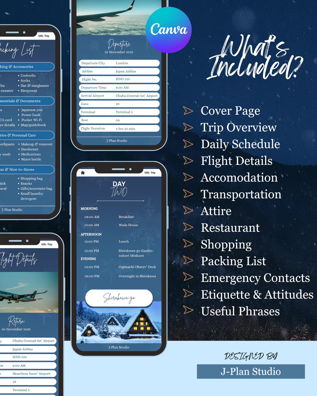 7-Day Gifu Travel Itinerary Template | Shirakawa-go, Takayama, Kanazawa & Nagoya | Editable Japan Guide