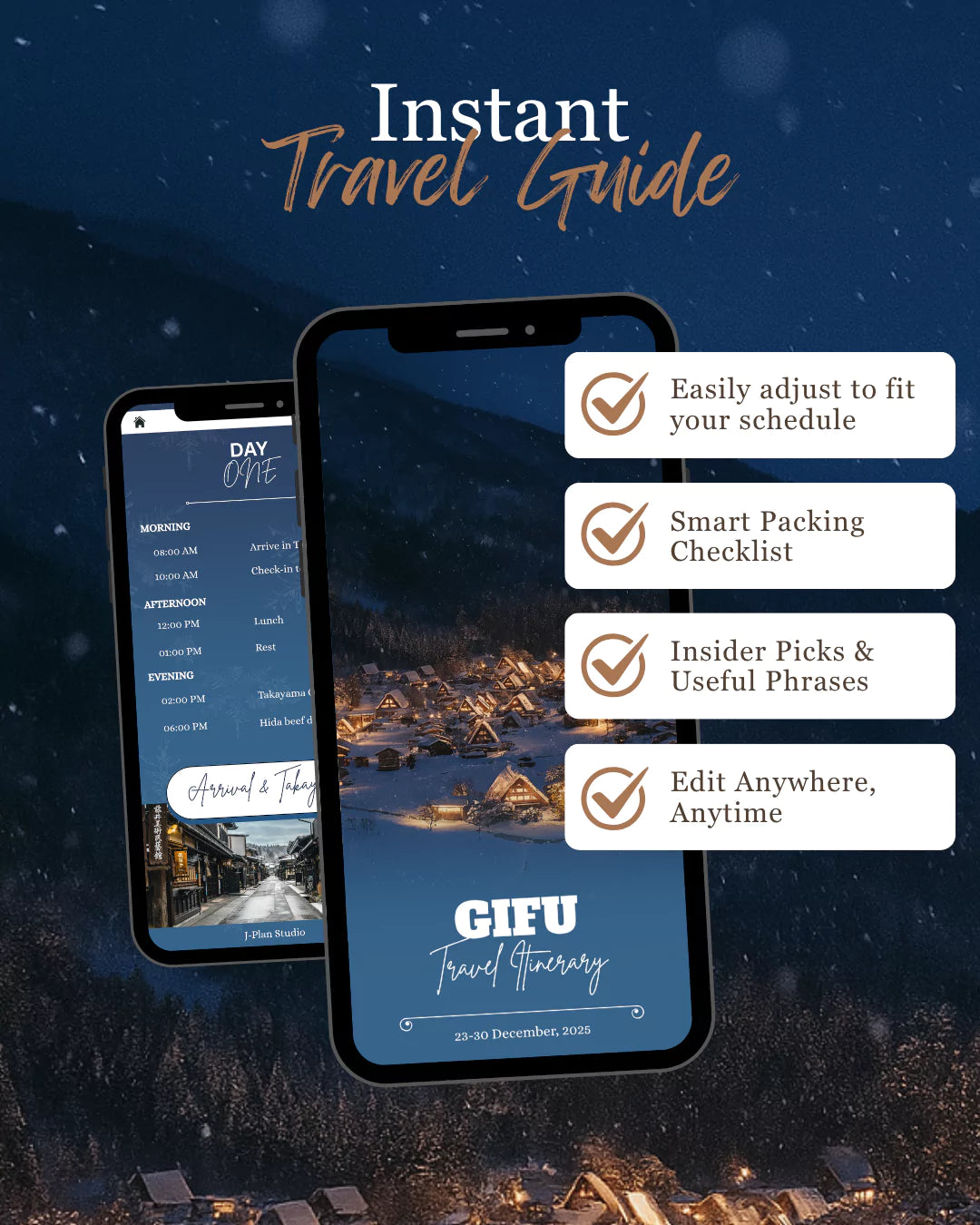 7-Day Gifu Travel Itinerary Template | Shirakawa-go, Takayama, Kanazawa & Nagoya | Editable Japan Guide