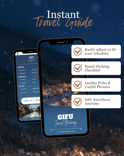 7-Day Gifu Travel Itinerary Template | Shirakawa-go, Takayama, Kanazawa & Nagoya | Editable Japan Guide