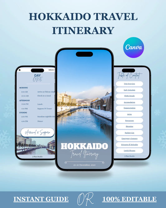 Hokkaido Japan Travel Planner | 7-Day Winter & Fall Itinerary | Editable Digital Template for Sapporo, Otaru, Hakodate & Nature Trips