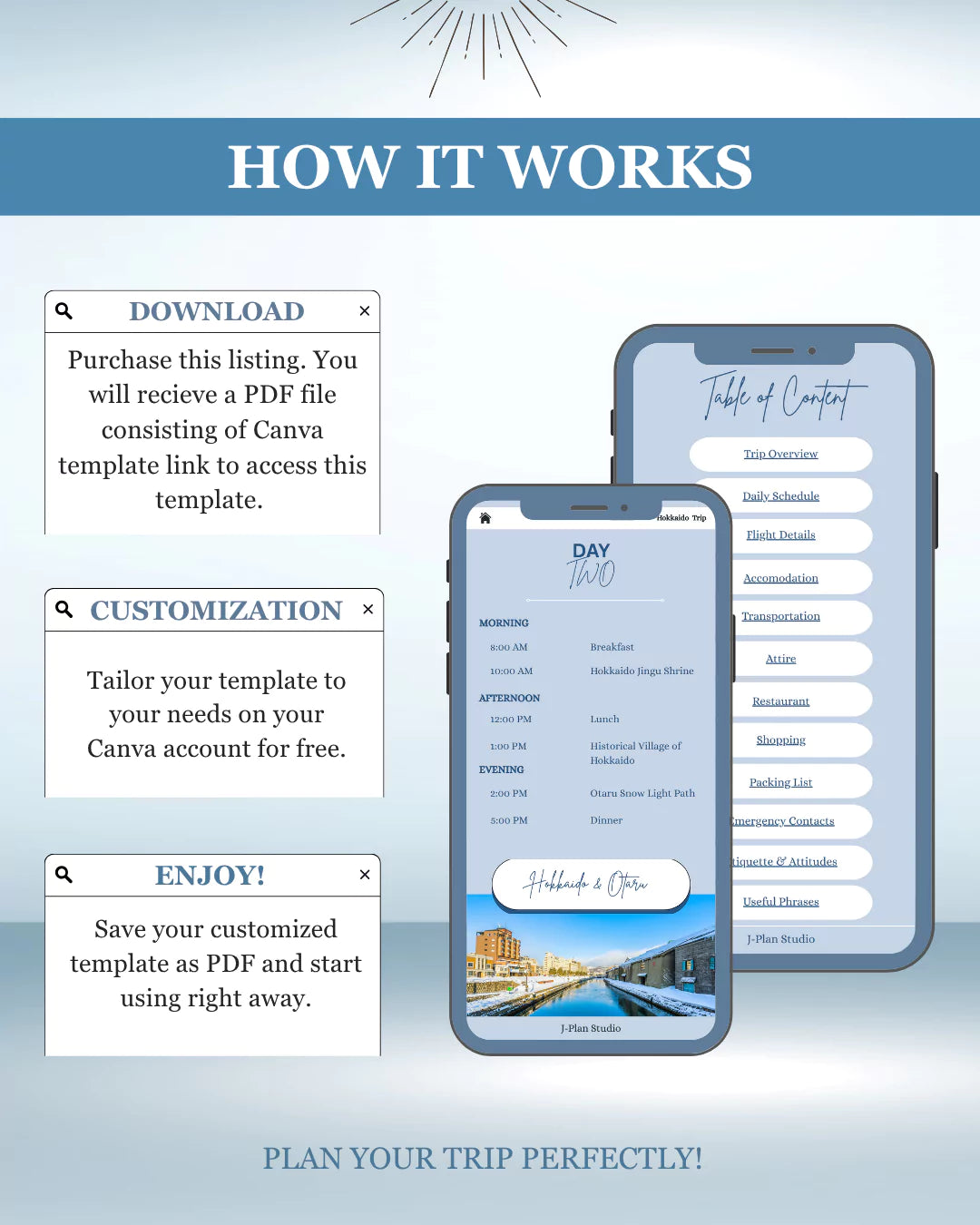 Hokkaido Japan Travel Planner | 7-Day Winter & Fall Itinerary | Editable Digital Template for Sapporo, Otaru, Hakodate & Nature Trips