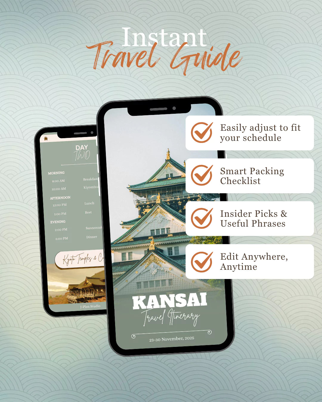 Kansai Japan Travel Planner | 7-Day Kyoto Osaka Nara Itinerary | Editable Digital Template for Japan Trip Planning