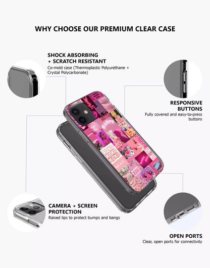 Coque de téléphone rose avec collage esthétique pour iPhone / Samsung