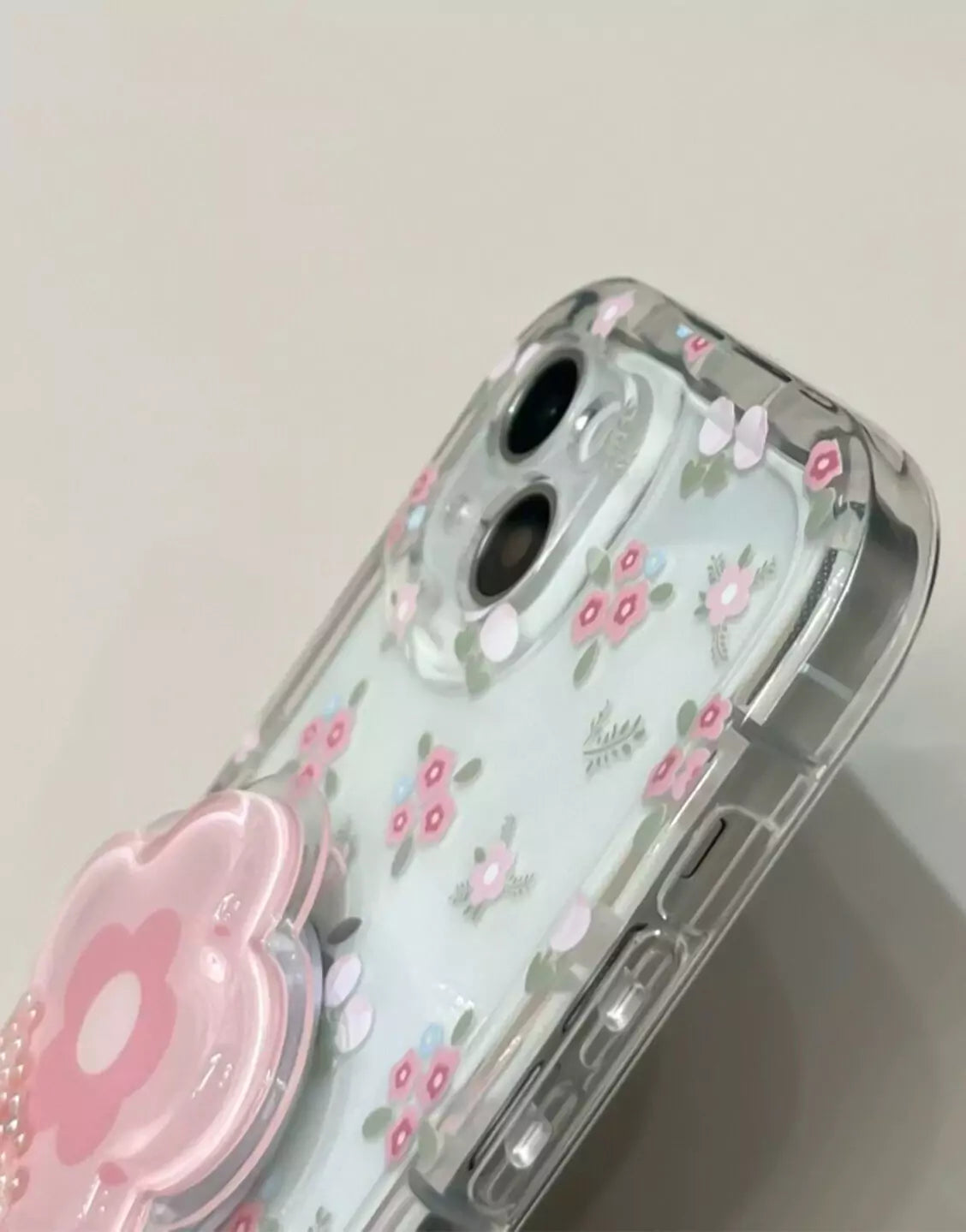 Pink Floral iPhone Case with Flower Holder - URBANLUSA