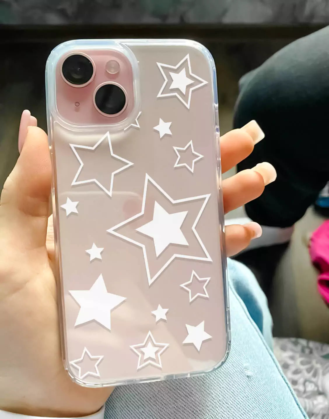 Coque de téléphone noire Y2k Stars pour iPhone / Samsung