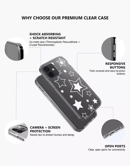 Coque de téléphone noire Y2k Stars pour iPhone / Samsung