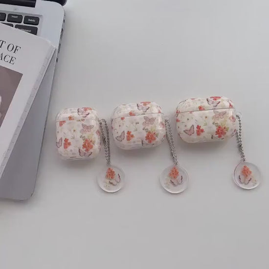 Vintage Flowers AirPods Case with Floral Keyring for AirPods, AirPods Pro 2 Case, AirPods 3 Case, Case for AirPods 1/2, AirPods Pro Case