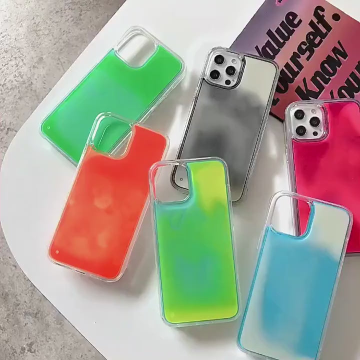 Luminous Neon Sand Aesthetic Phone Case iPhone 15 14 13 12 11 Pro Max case Cute iPhone 15 14 13 12 11 iPhone 15 Case Aesthetic Phone Case