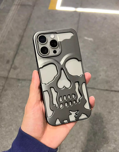 Dark Grey Grunge Matte Gothic Skull iPhone Case