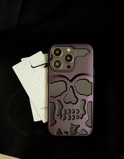 Dark Grunge Matte Purple Gothic Skull iPhone Case