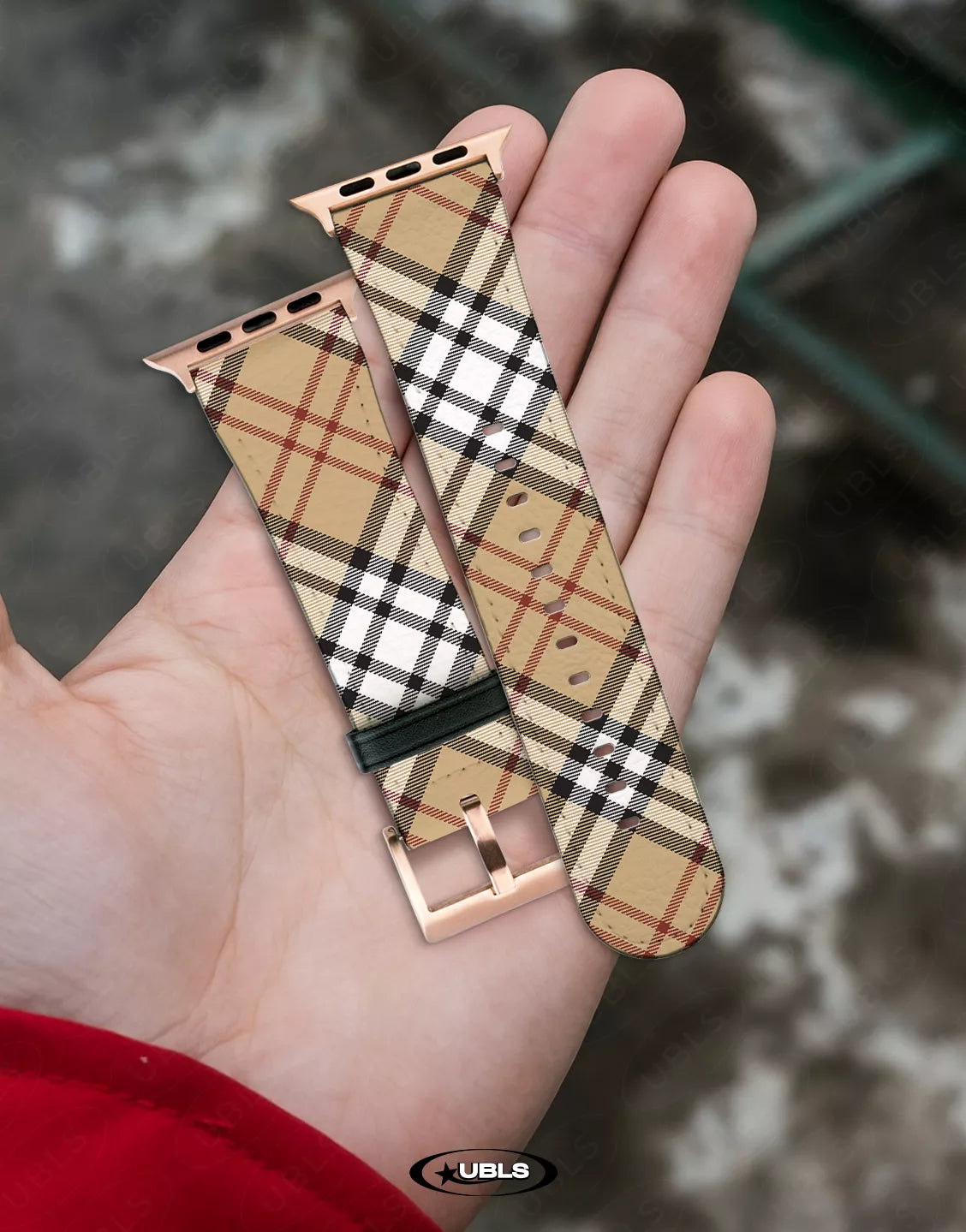 Retro Aesthetic Brown Plaid Vegan Leather Apple Watch Band