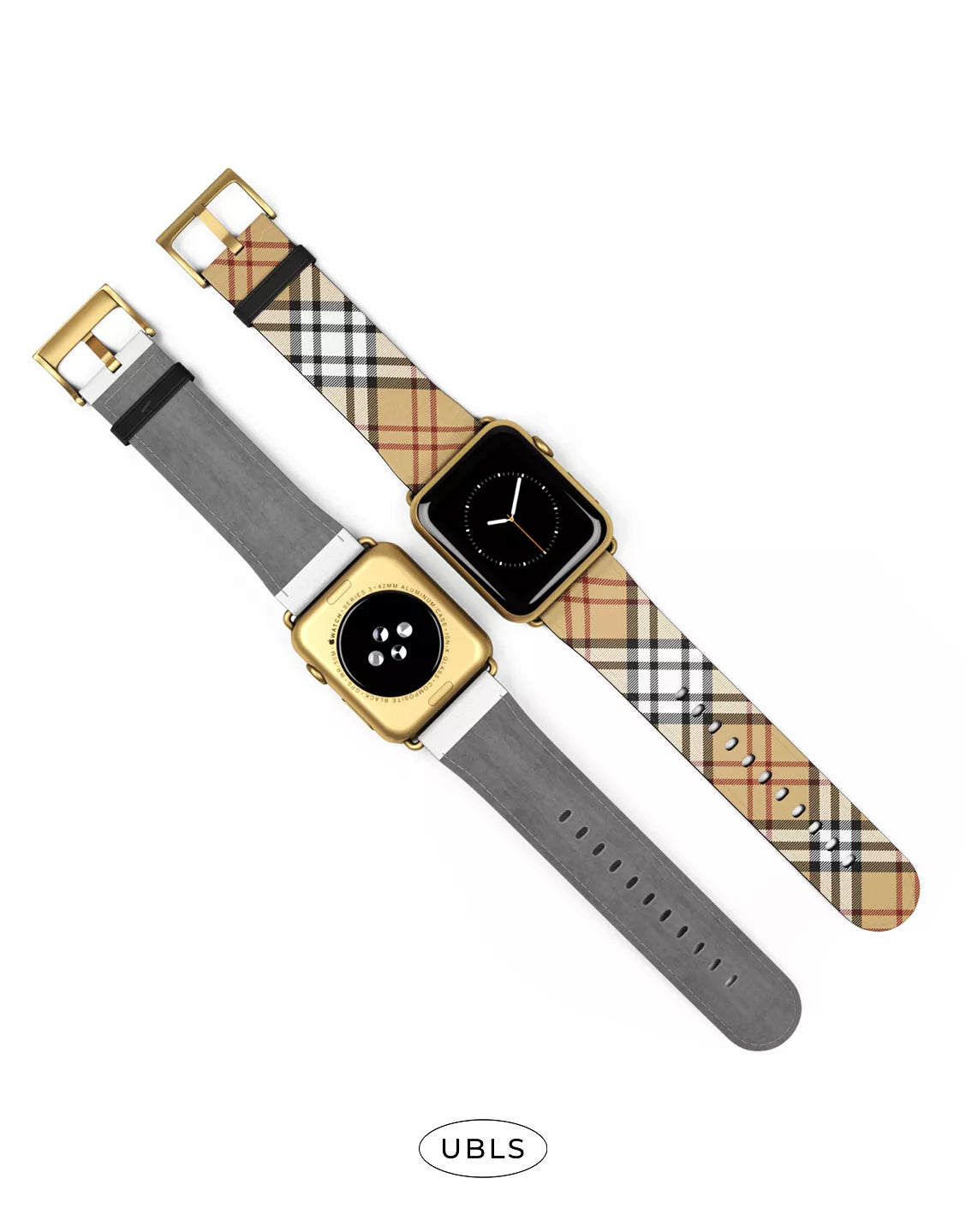 Retro Aesthetic Brown Plaid Vegan Leather Apple Watch Band