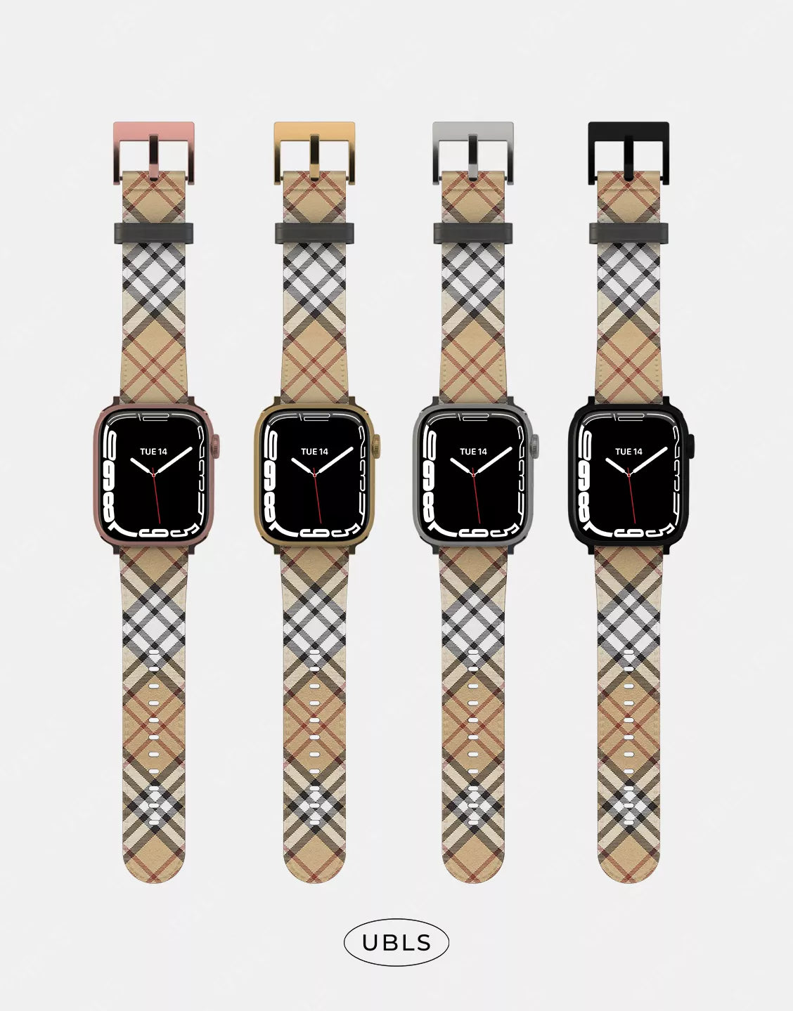 Retro Aesthetic Brown Plaid Vegan Leather Apple Watch Band