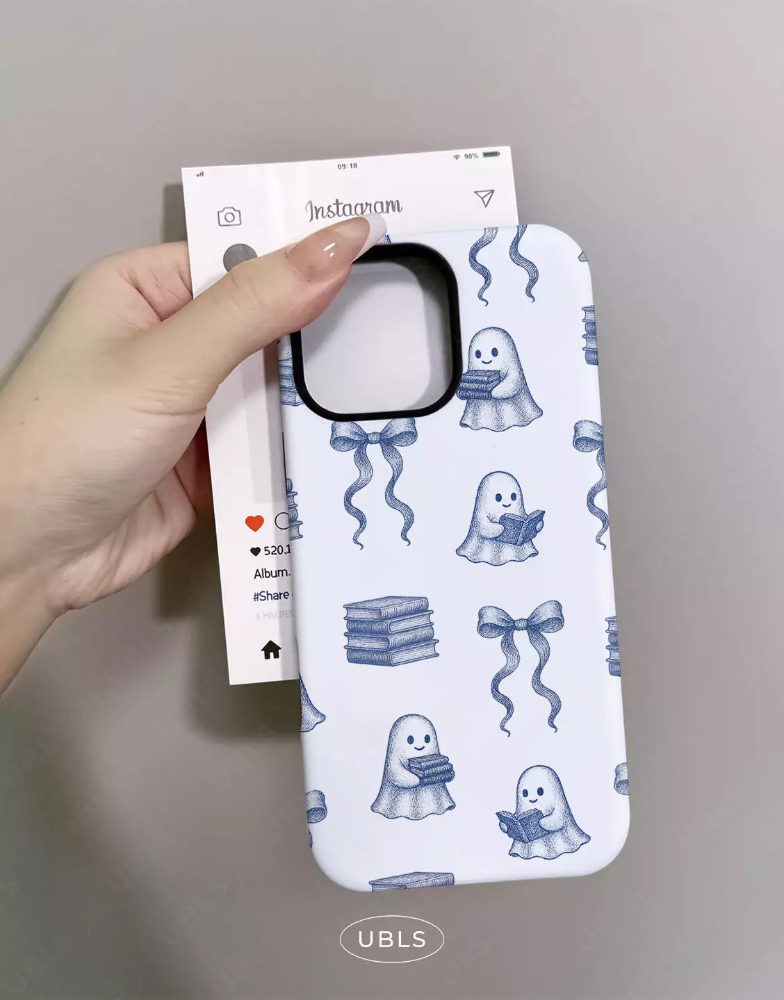 Kawaii Coquette Ghosts Love Books Phone Case