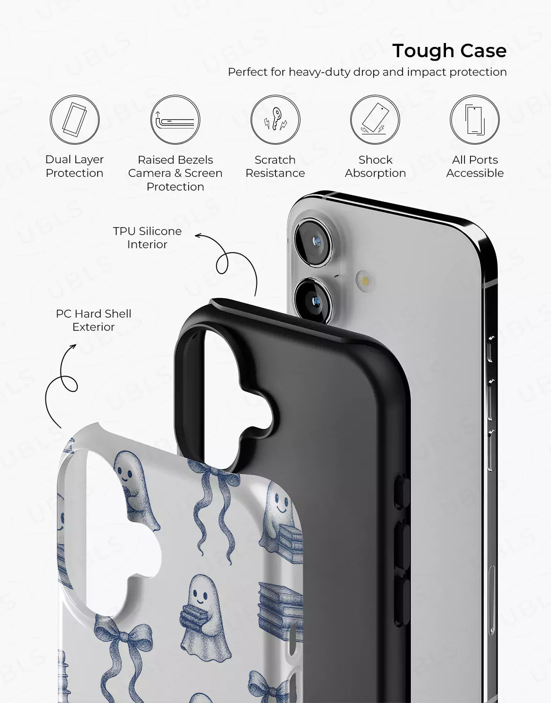 Kawaii Coquette Ghosts Love Books Phone Case