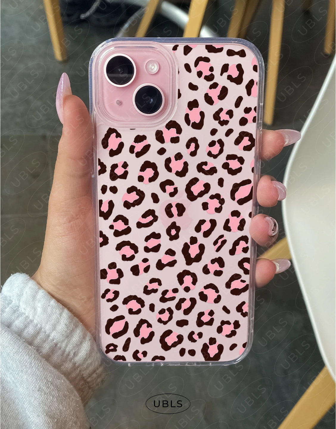 Cute Pink Leopard Print Clear Phone Case
