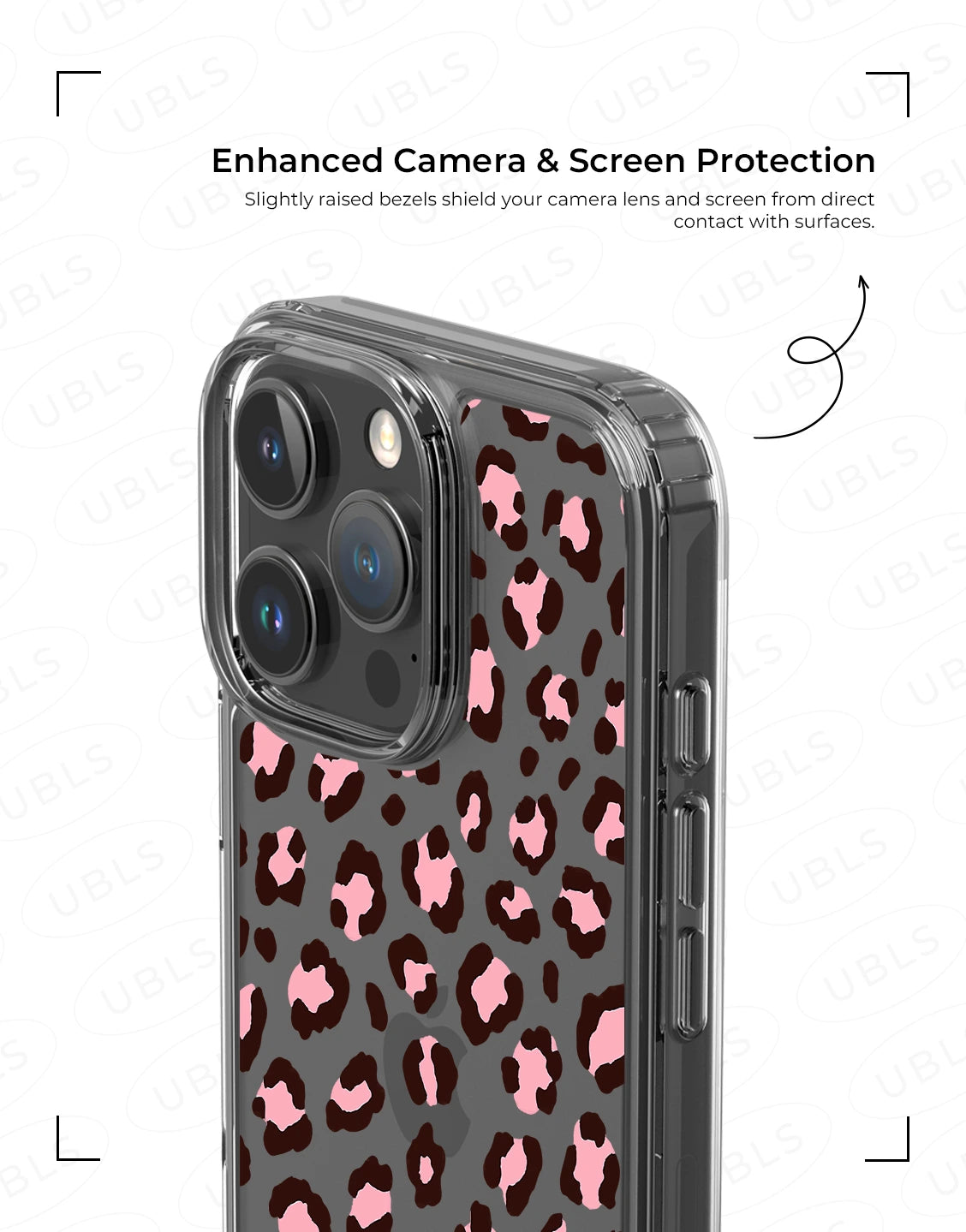Cute Pink Leopard Print Clear Phone Case