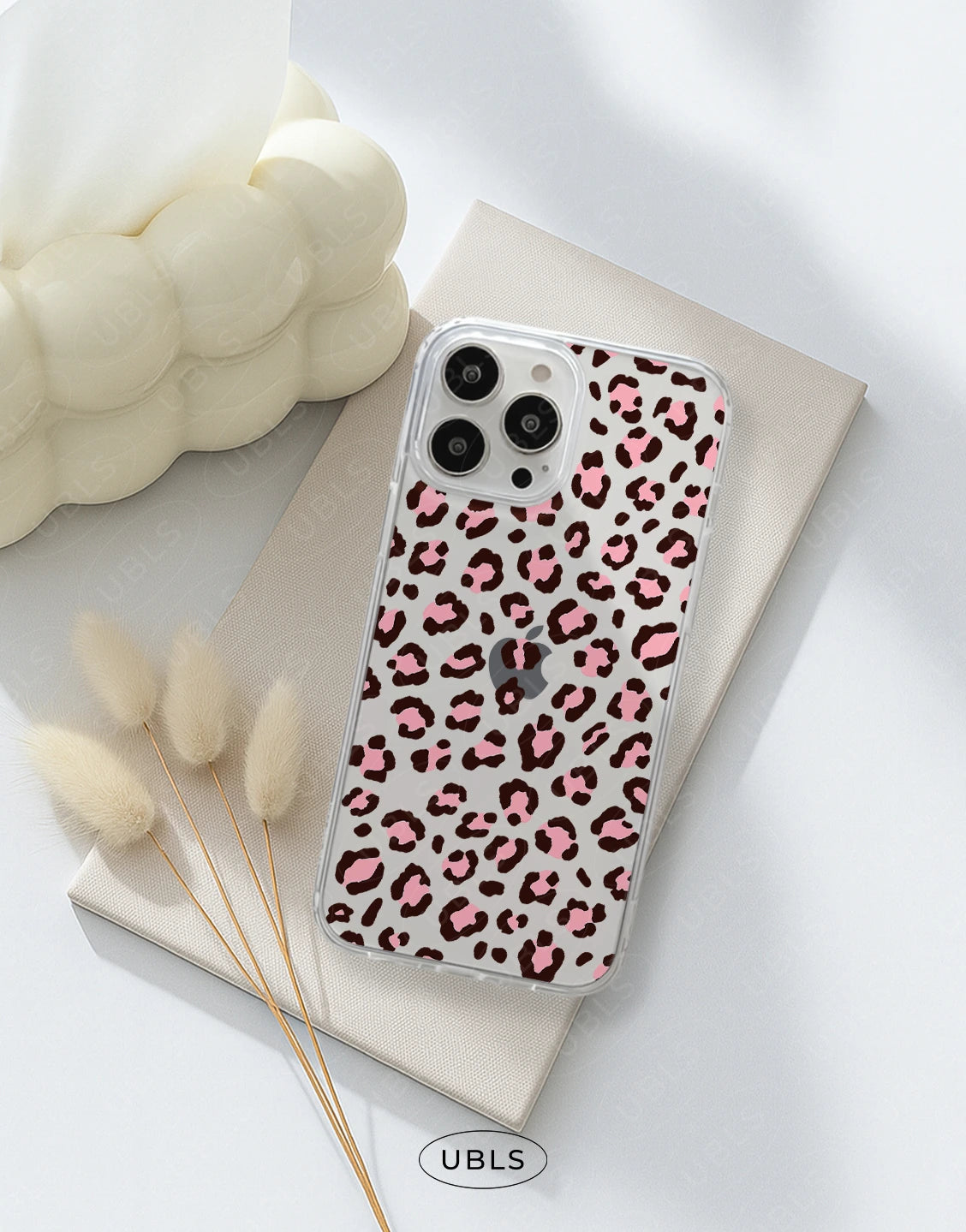 Cute Pink Leopard Print Clear Phone Case