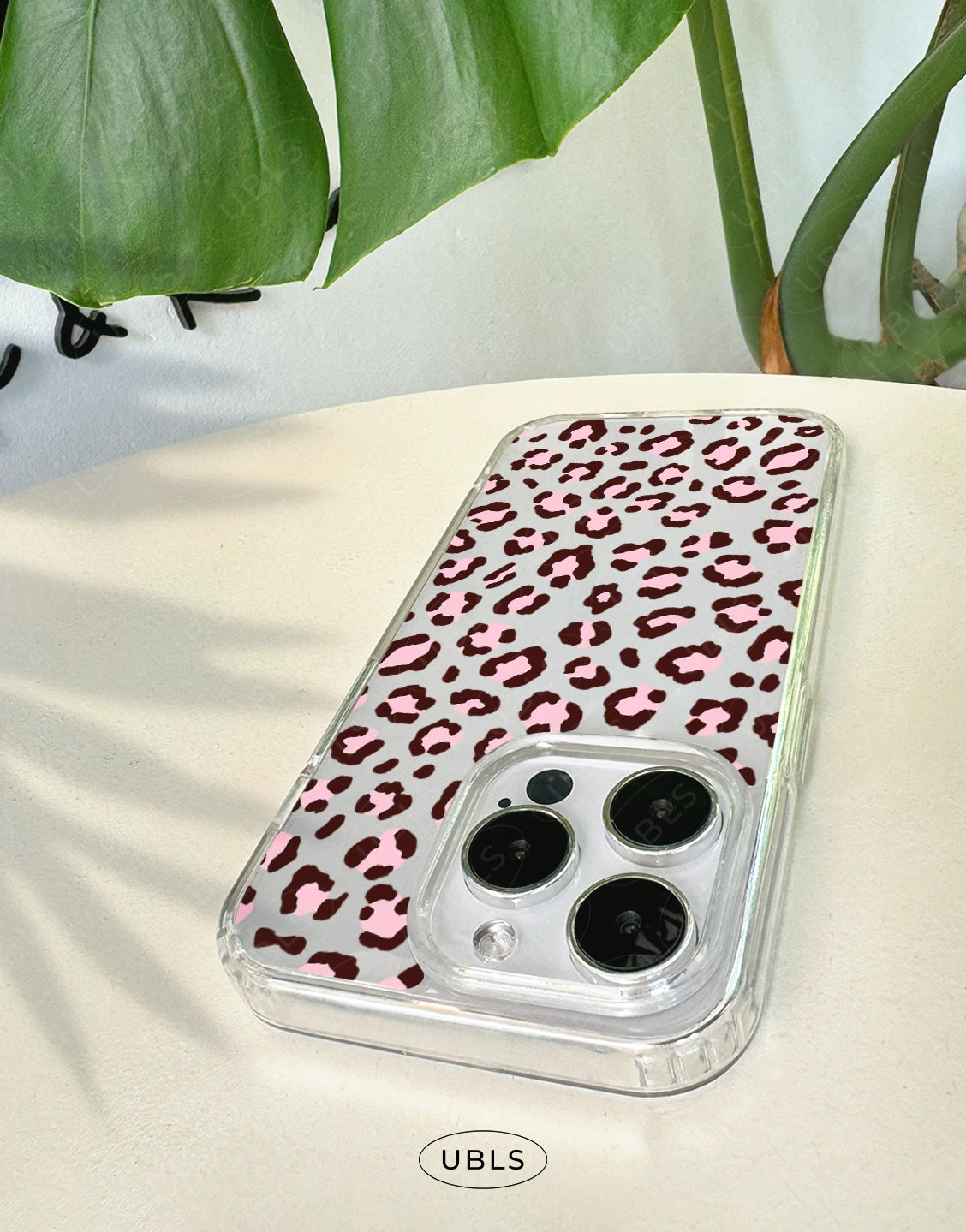 Cute Pink Leopard Print Clear Phone Case