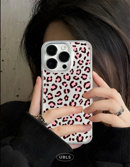 Cute Pink Leopard Print Clear Phone Case