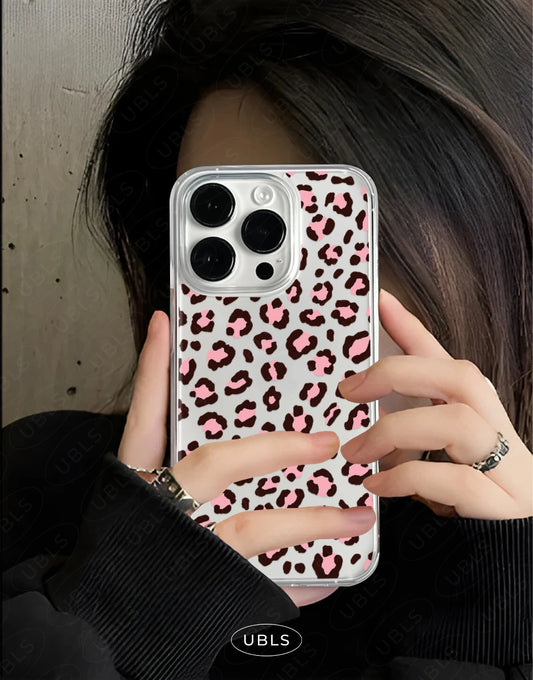 Cute Pink Leopard Print Clear Phone Case