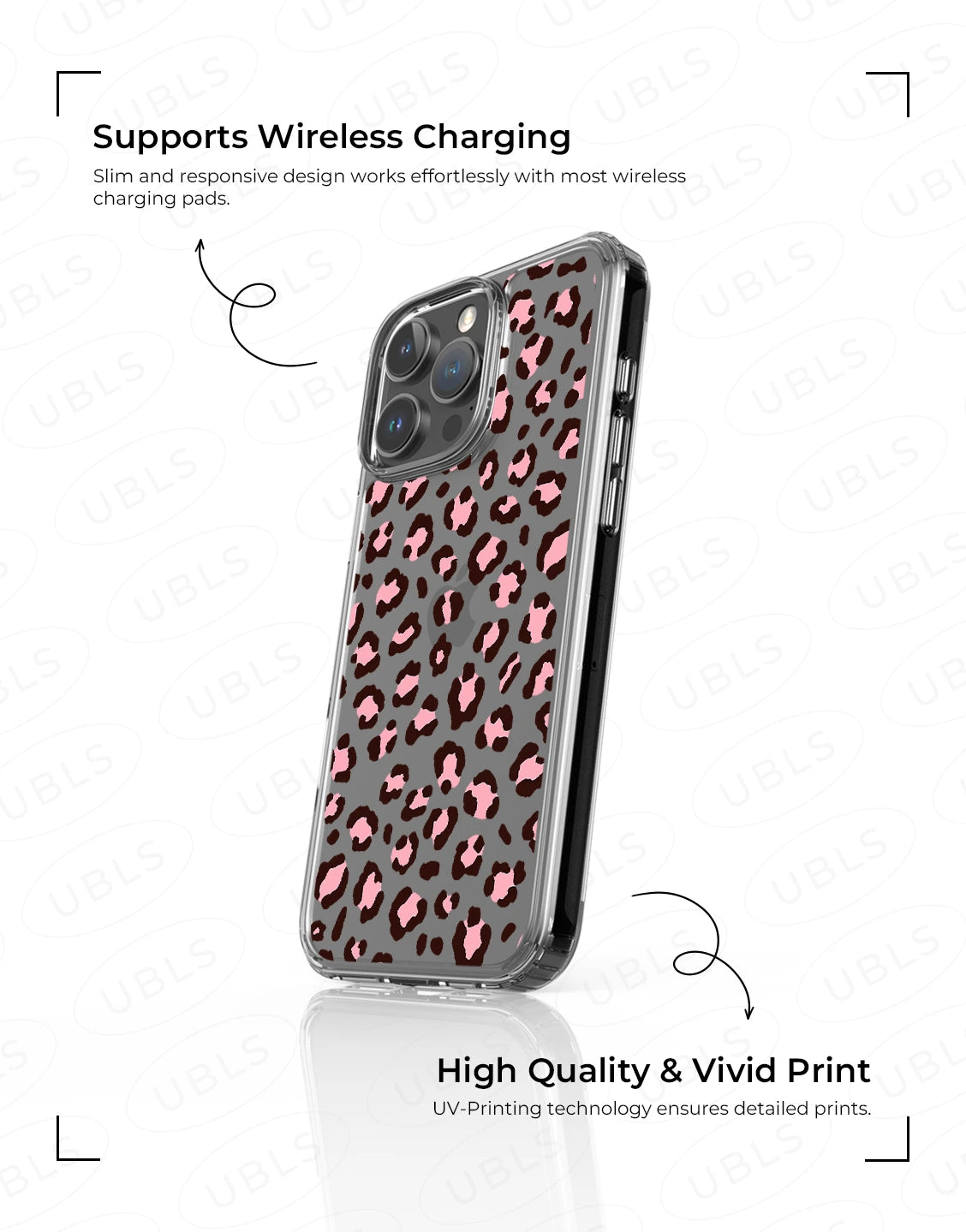 Cute Pink Leopard Print Clear Phone Case