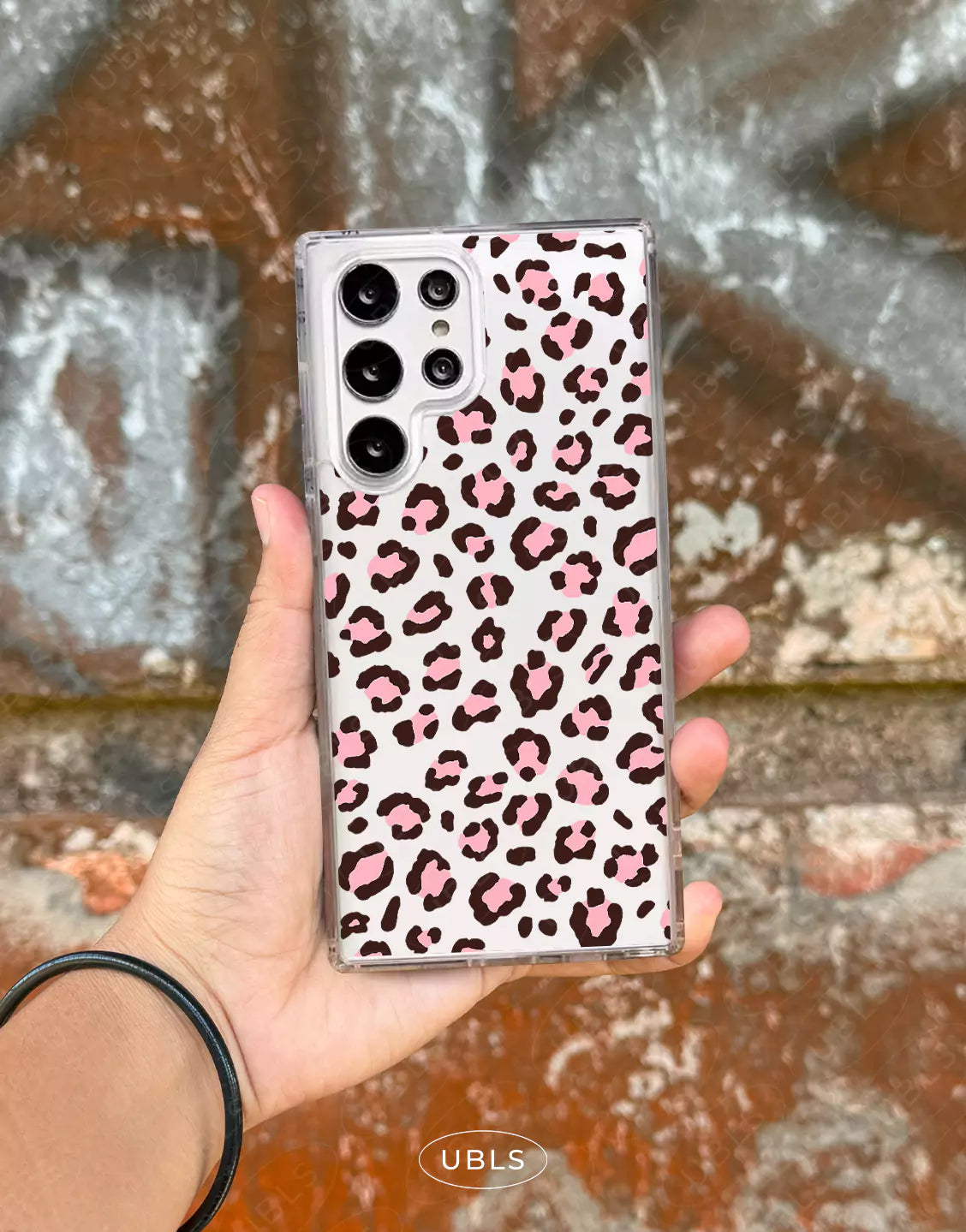 Cute Pink Leopard Print Clear Samsung Case