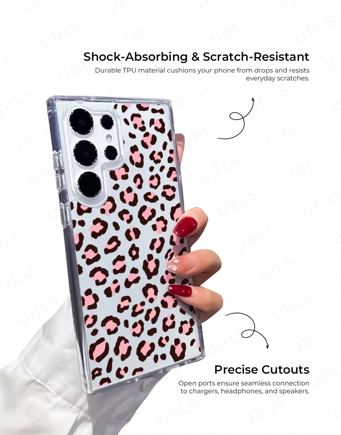 Cute Pink Leopard Print Clear Samsung Case