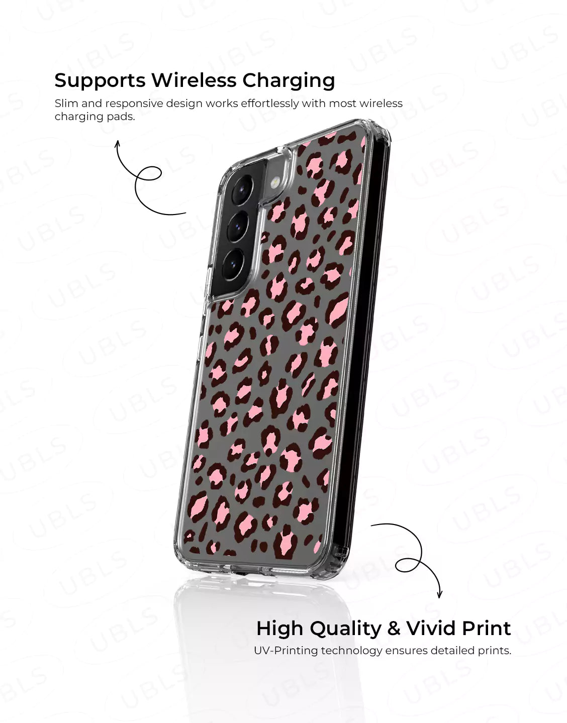 Cute Pink Leopard Print Clear Samsung Case