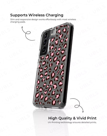 Cute Pink Leopard Print Clear Samsung Case