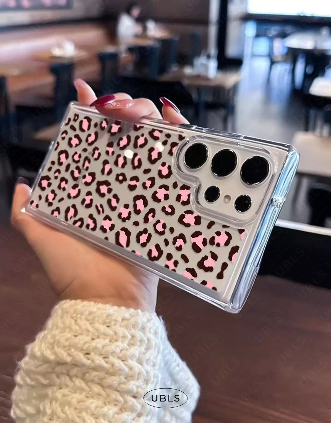 Cute Pink Leopard Print Clear Samsung Case