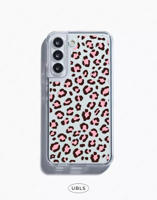 Cute Pink Leopard Print Clear Samsung Case