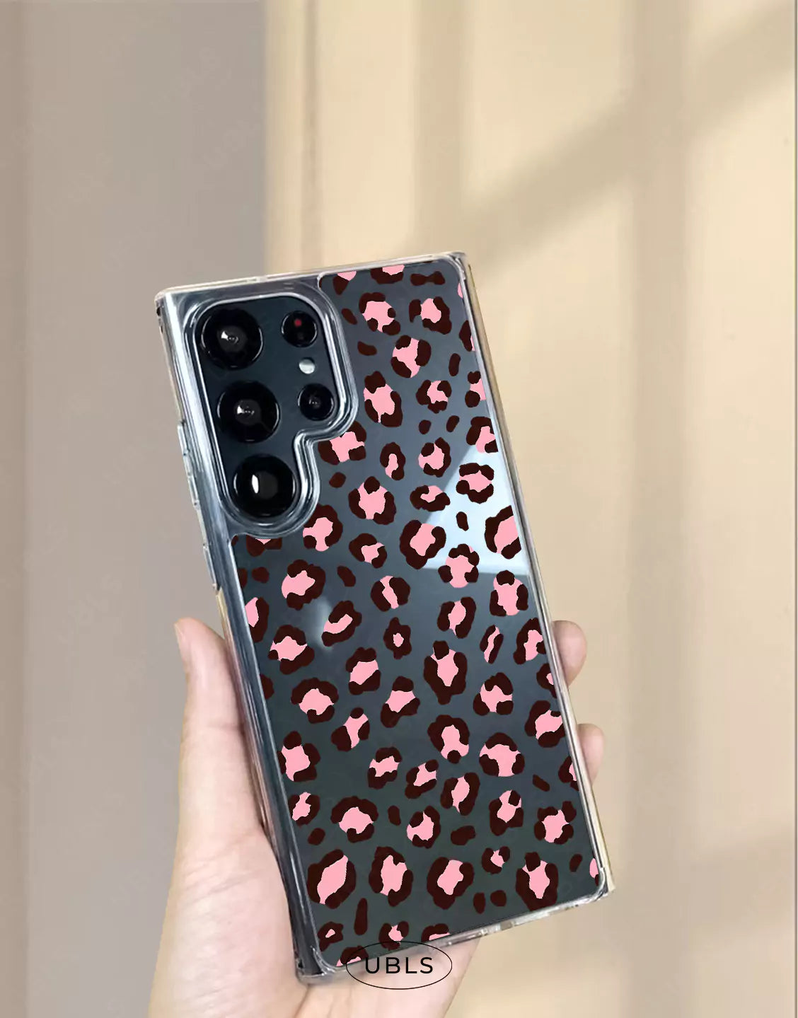 Cute Pink Leopard Print Clear Samsung Case