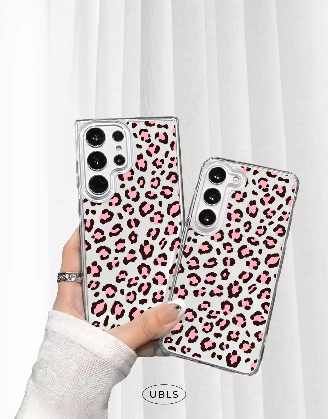 Cute Pink Leopard Print Clear Samsung Case