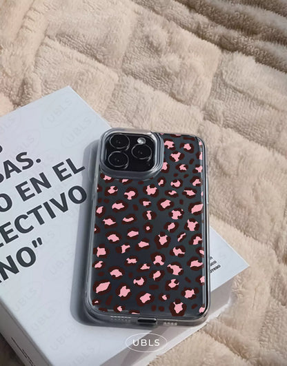 Cute Pink Leopard Print Clear Samsung Case