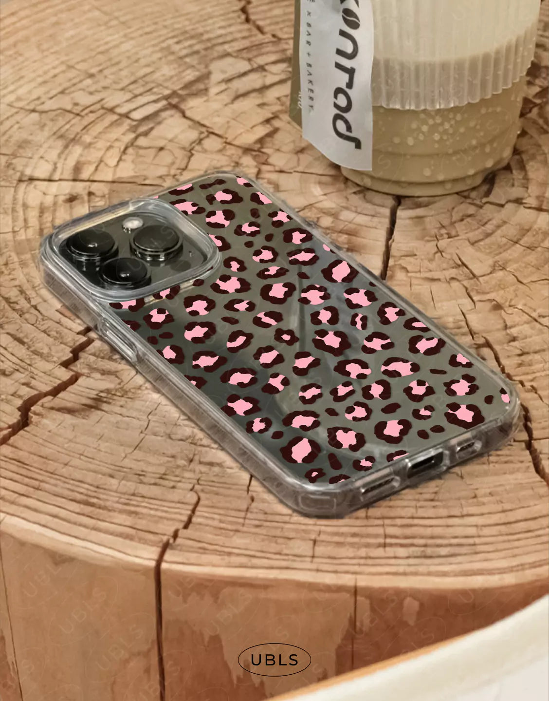 Cute Pink Leopard Print Clear Samsung Case