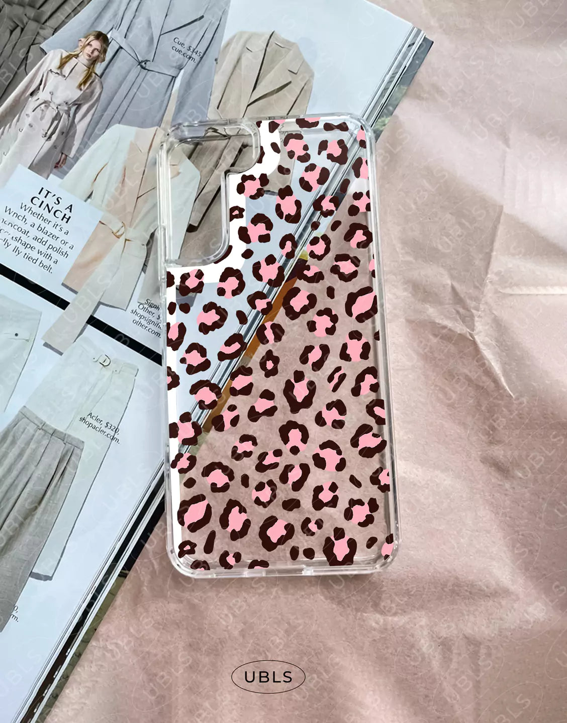 Cute Pink Leopard Print Clear Samsung Case