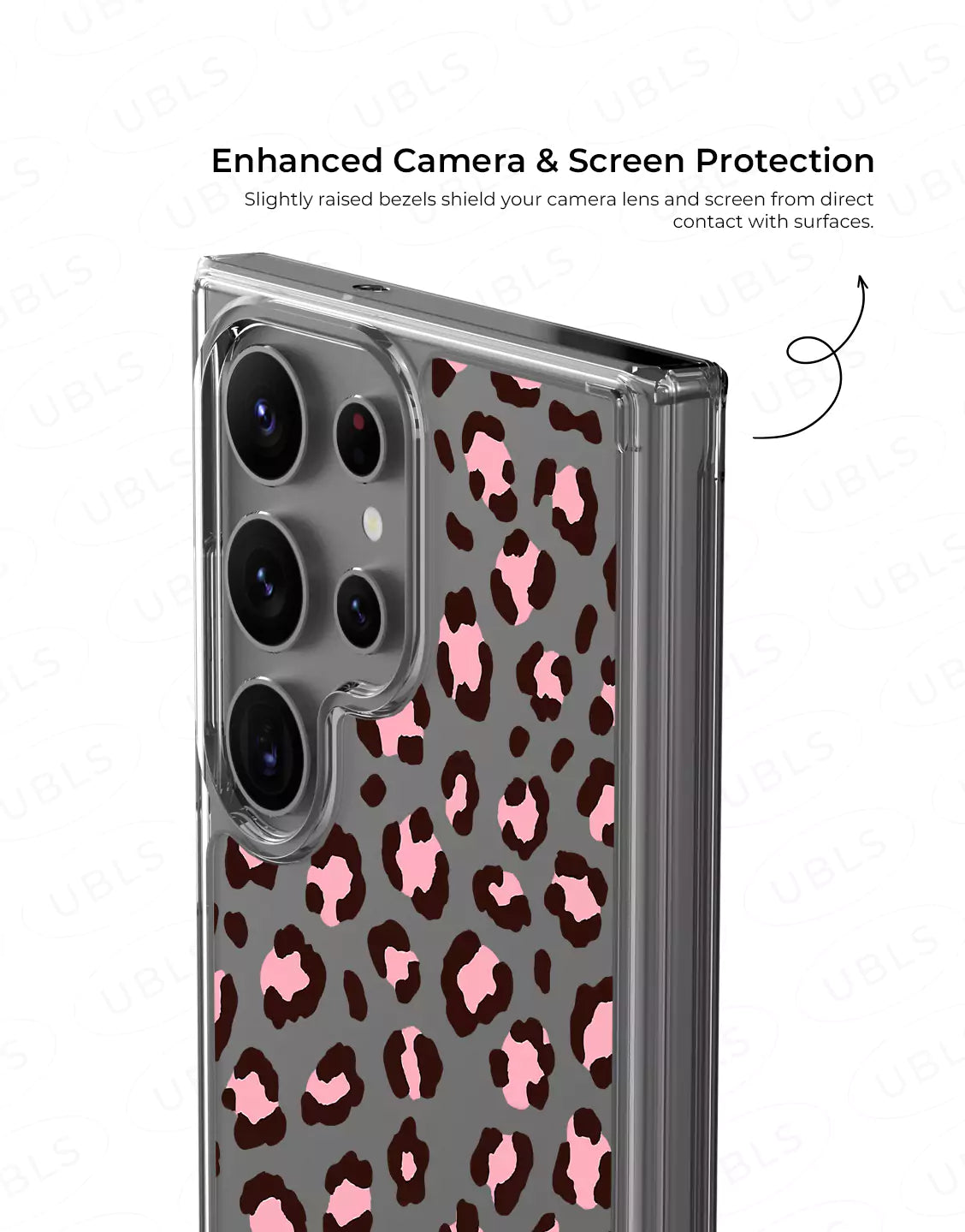 Cute Pink Leopard Print Clear Samsung Case