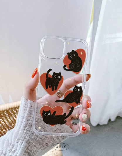 Dark Grunge Black Cat Clear iPhone Case