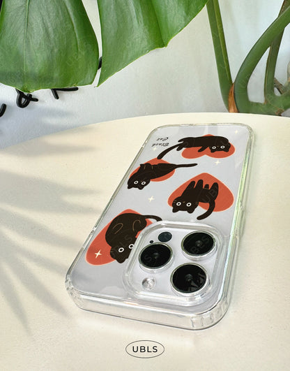 Dark Grunge Black Cat Clear iPhone Case