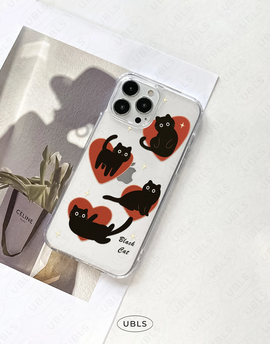 Dark Grunge Black Cat Clear iPhone Case