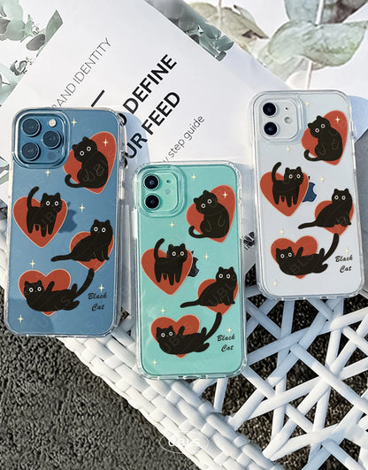 Dark Grunge Black Cat Clear iPhone Case