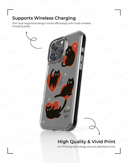 Dark Grunge Black Cat Clear iPhone Case
