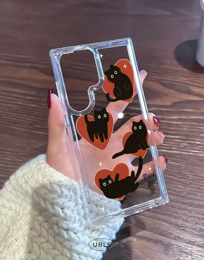 Dark Grunge Black Cat Clear Samsung Case