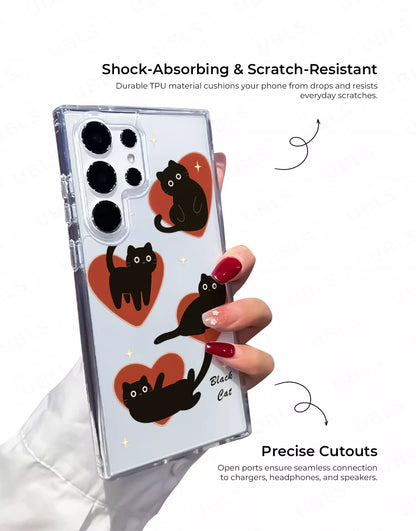 Dark Grunge Black Cat Clear Samsung Case